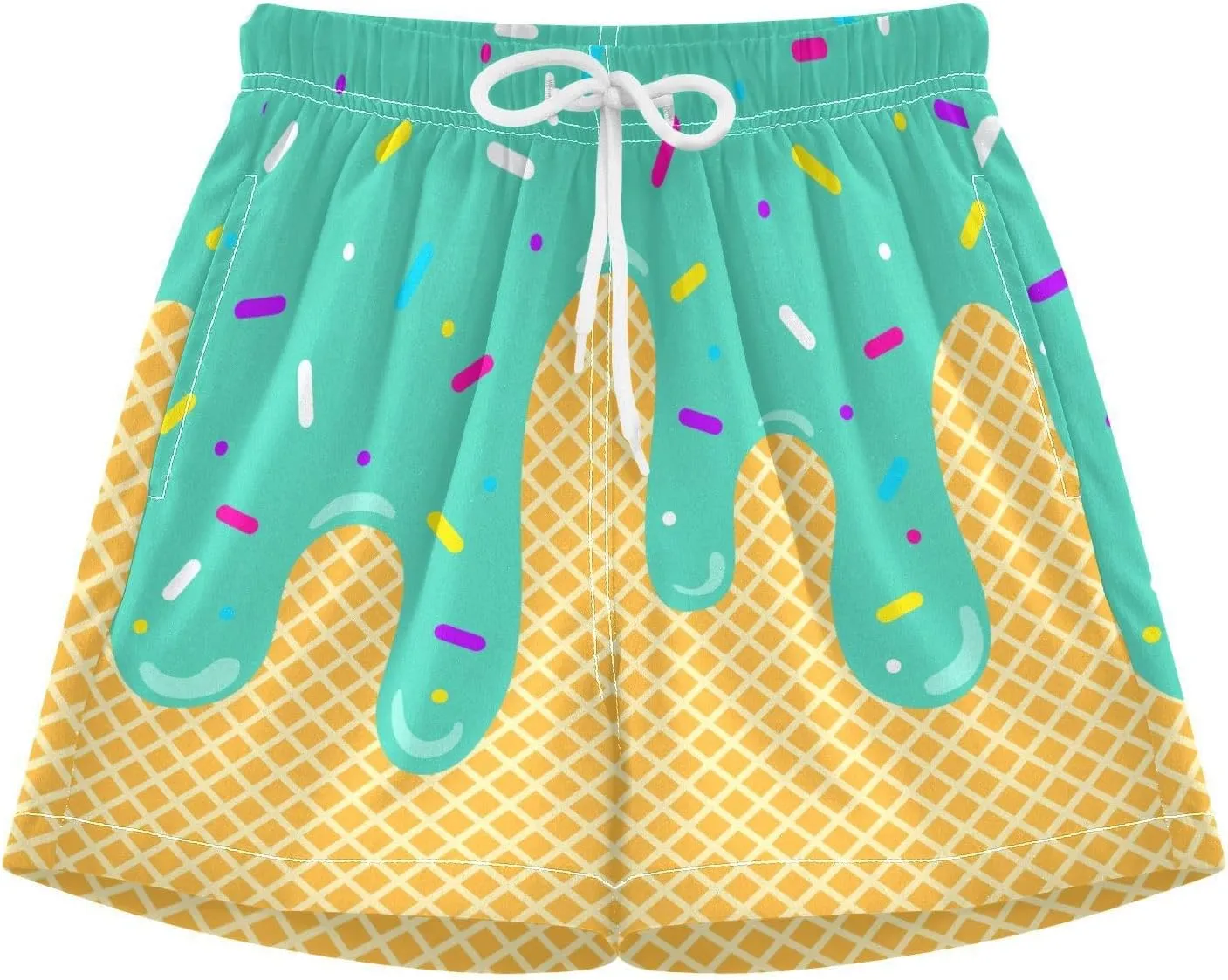 Ice Cream Shorts Baseball Parent-Child Clothing Boy Girl Man Woman Summer Ice Cream Baseball Shorts with Pockets