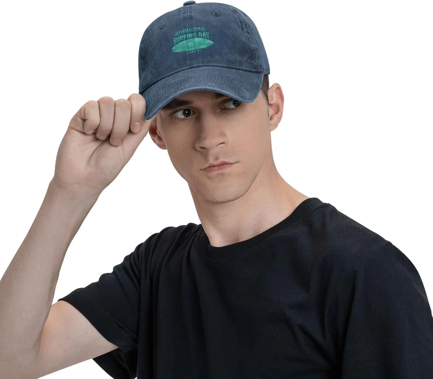 International Surfing Day Fonts and Surfboards Baseball Cap for Men Women Hats Adjustable Denim Hat Dad Hat
