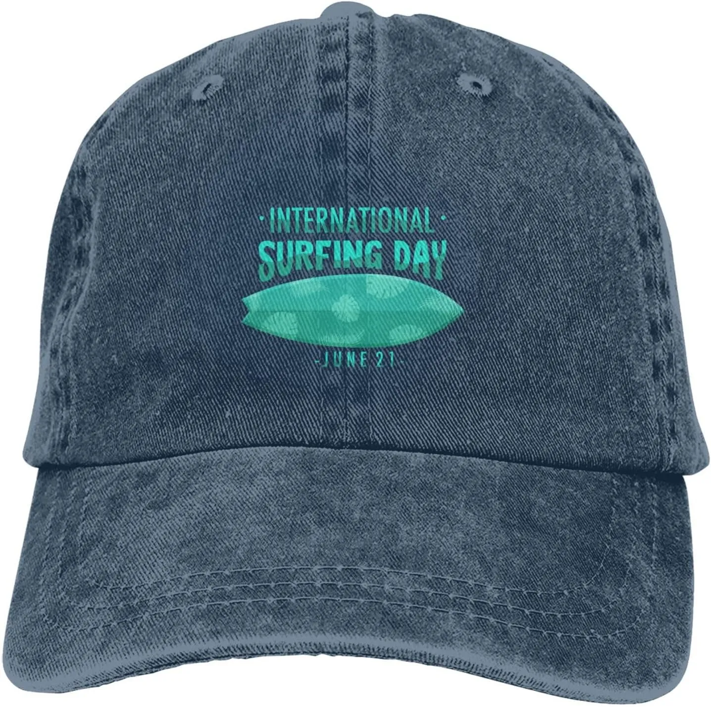 International Surfing Day Fonts and Surfboards Baseball Cap for Men Women Hats Adjustable Denim Hat Dad Hat