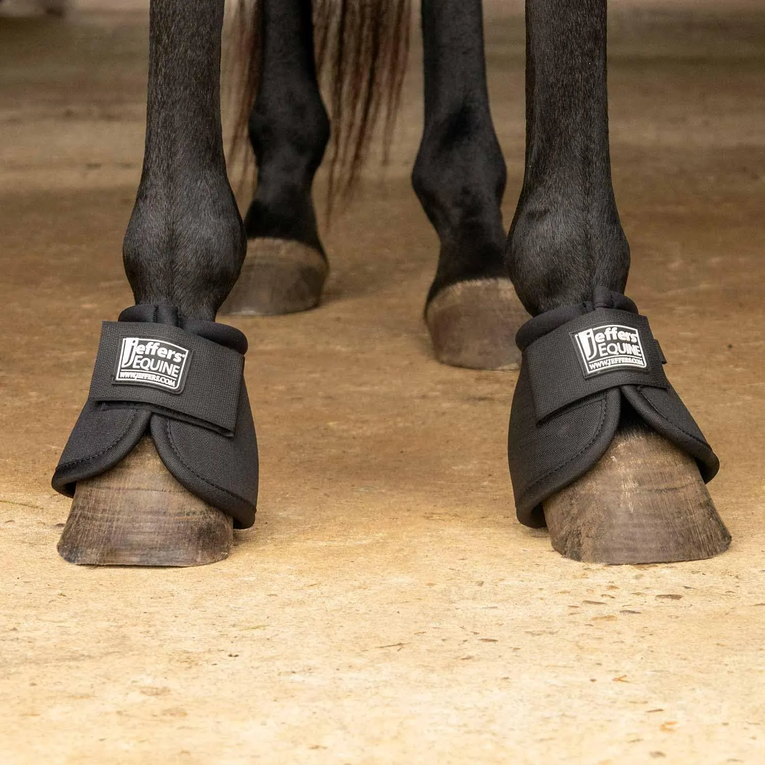 Jeffers Equine Ballistic Bell Boots - Black, Medium | Shock Absorbing Hoof Protection for Horses | Secure Double Hook & Loop Closure, Perfect for Travel, Training, & Equestrian Riding