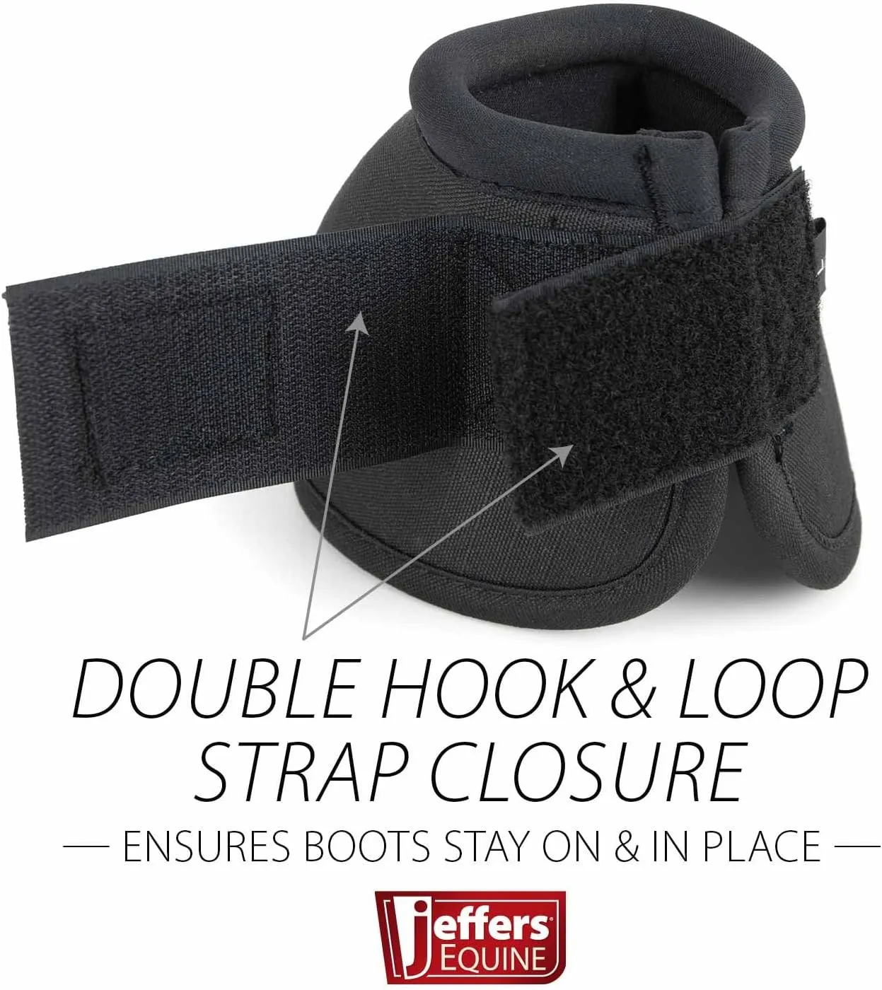 Jeffers Equine Ballistic Bell Boots - Black, Medium | Shock Absorbing Hoof Protection for Horses | Secure Double Hook & Loop Closure, Perfect for Travel, Training, & Equestrian Riding