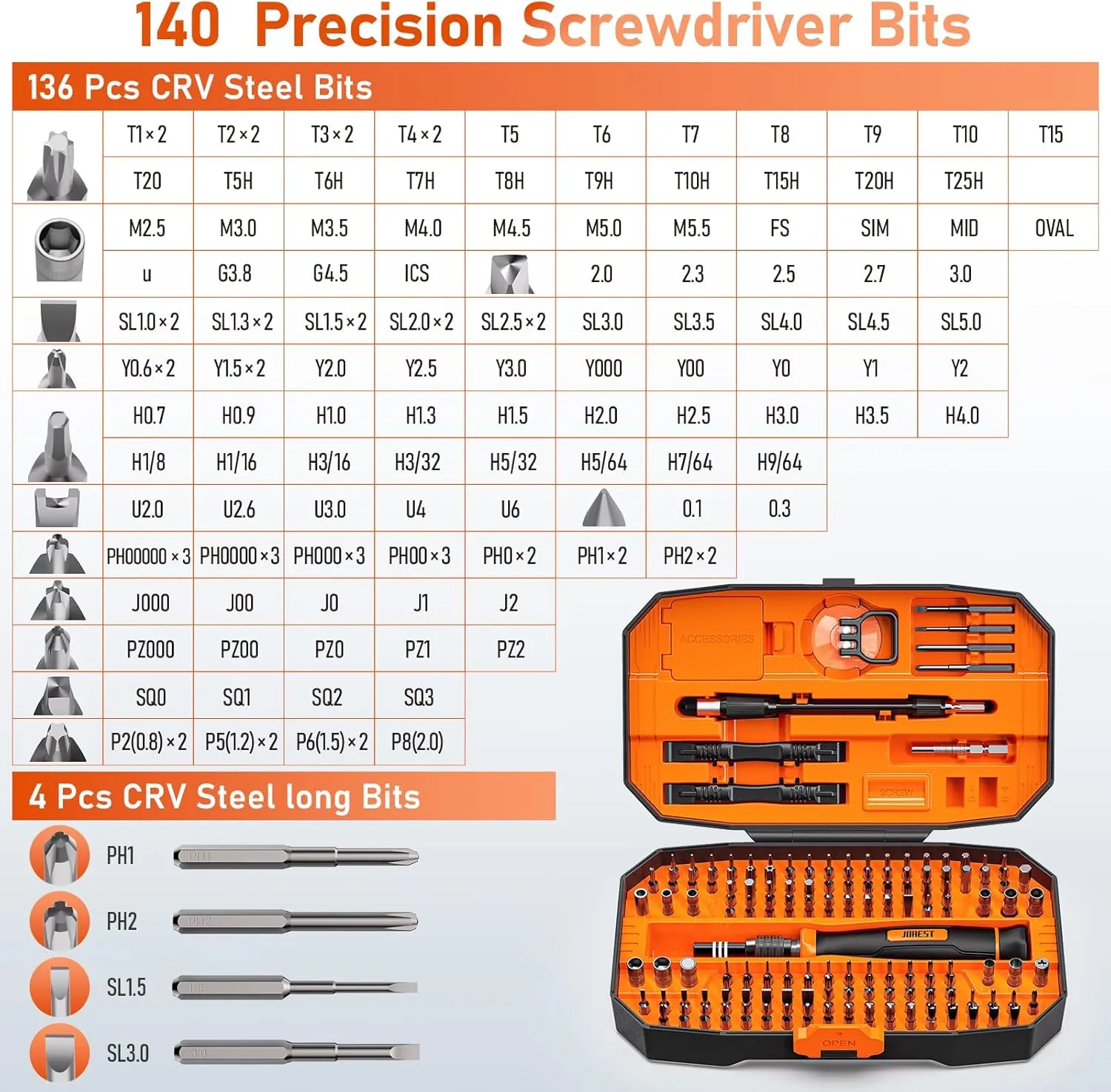 JOREST 152 in 1 Precision Screwdriver Set, Tool Gifts for Men, Magnetic Tool Kit with Torx Triwing Bits, Repair for Electronics,Macbook, Laptop, PC, RC, PS5, iphone,Jewelers, XBOX, Glasses