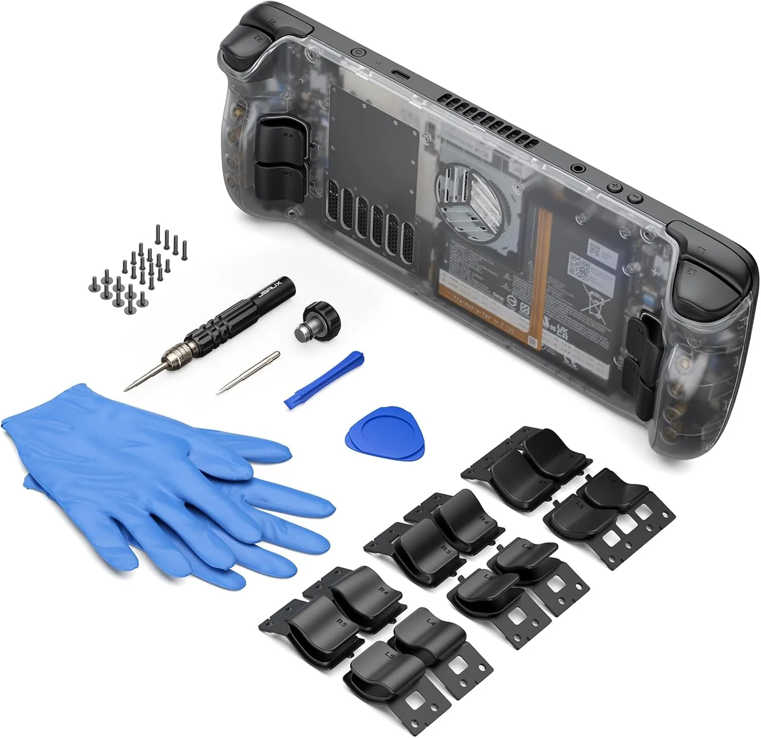 JSAUX Transparent Back Plate Compatible with Steam Deck OLED/LCD, DIY Clear Replacement Back Shell Case Compatible with Steam Deck OLED/LCD - PC0106 Vents Version [Crystal]