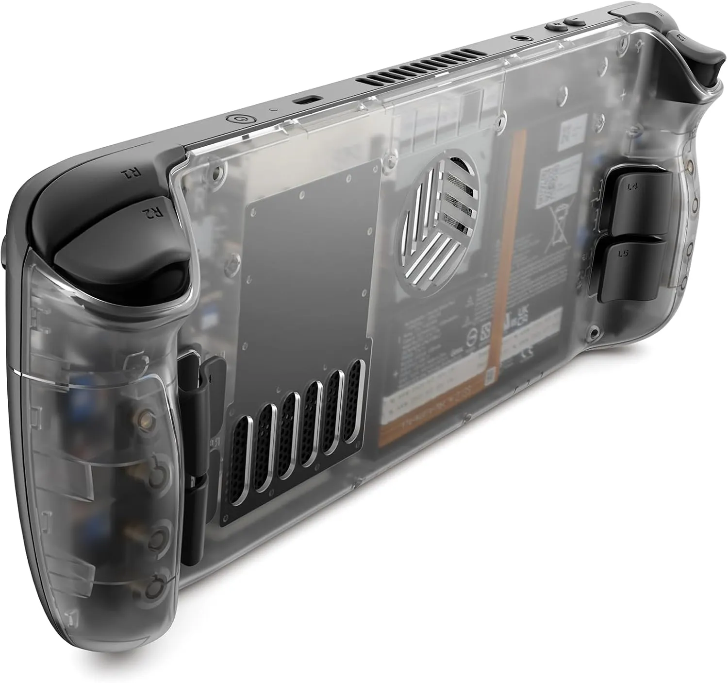 JSAUX Transparent Back Plate Compatible with Steam Deck OLED/LCD, DIY Clear Replacement Back Shell Case Compatible with Steam Deck OLED/LCD - PC0106 Vents Version [Crystal]