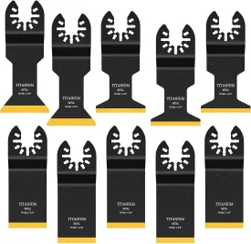 JTWEB Titanium Oscillating Tool Blade, 10PCS Oscillating Saw Blades Metal Cutting Multi Tool Blades Kits Wood and Metal Nails Plastic, Multitool Blades for Milwaukee Bosch Dremel Rockwell