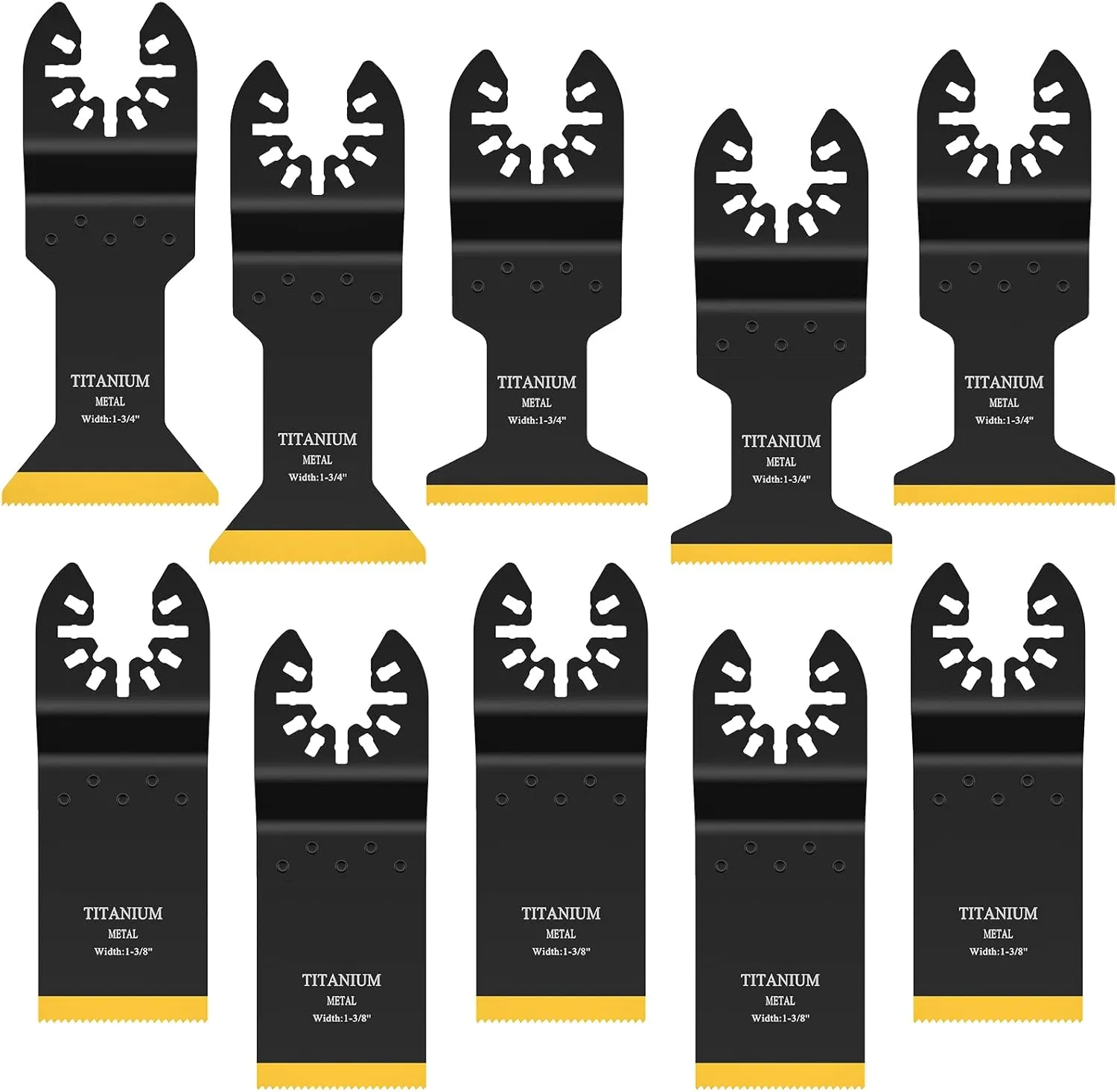 JTWEB Titanium Oscillating Tool Blade, 10PCS Oscillating Saw Blades Metal Cutting Multi Tool Blades Kits Wood and Metal Nails Plastic, Multitool Blades for Milwaukee Bosch Dremel Rockwell