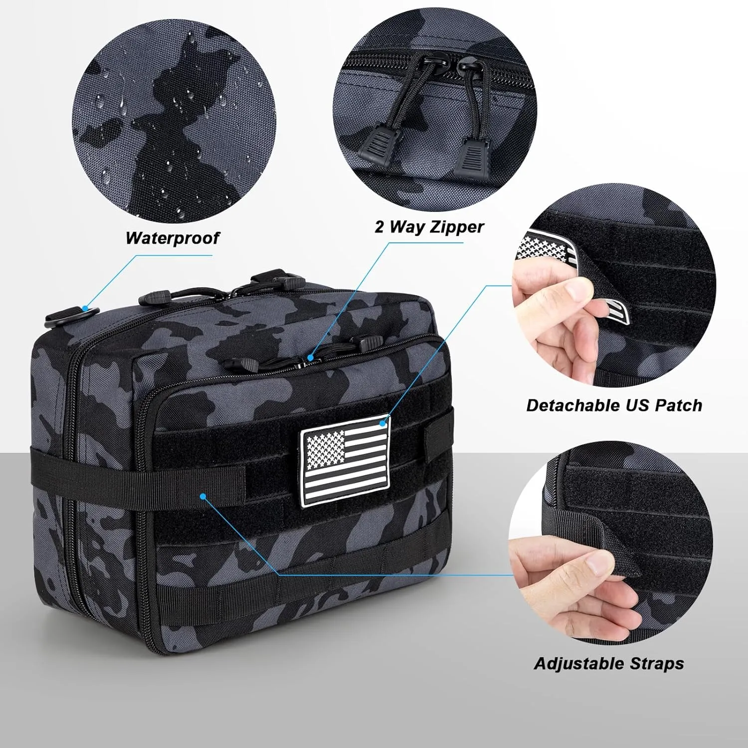 Jueachy Tactical Molle Pouch Large Admin Bag Utility Tool Pouches Molle Attachment EDC Pouches Expandable Molle Accessories Organizer Medical Pocket U.S.A Patch Included