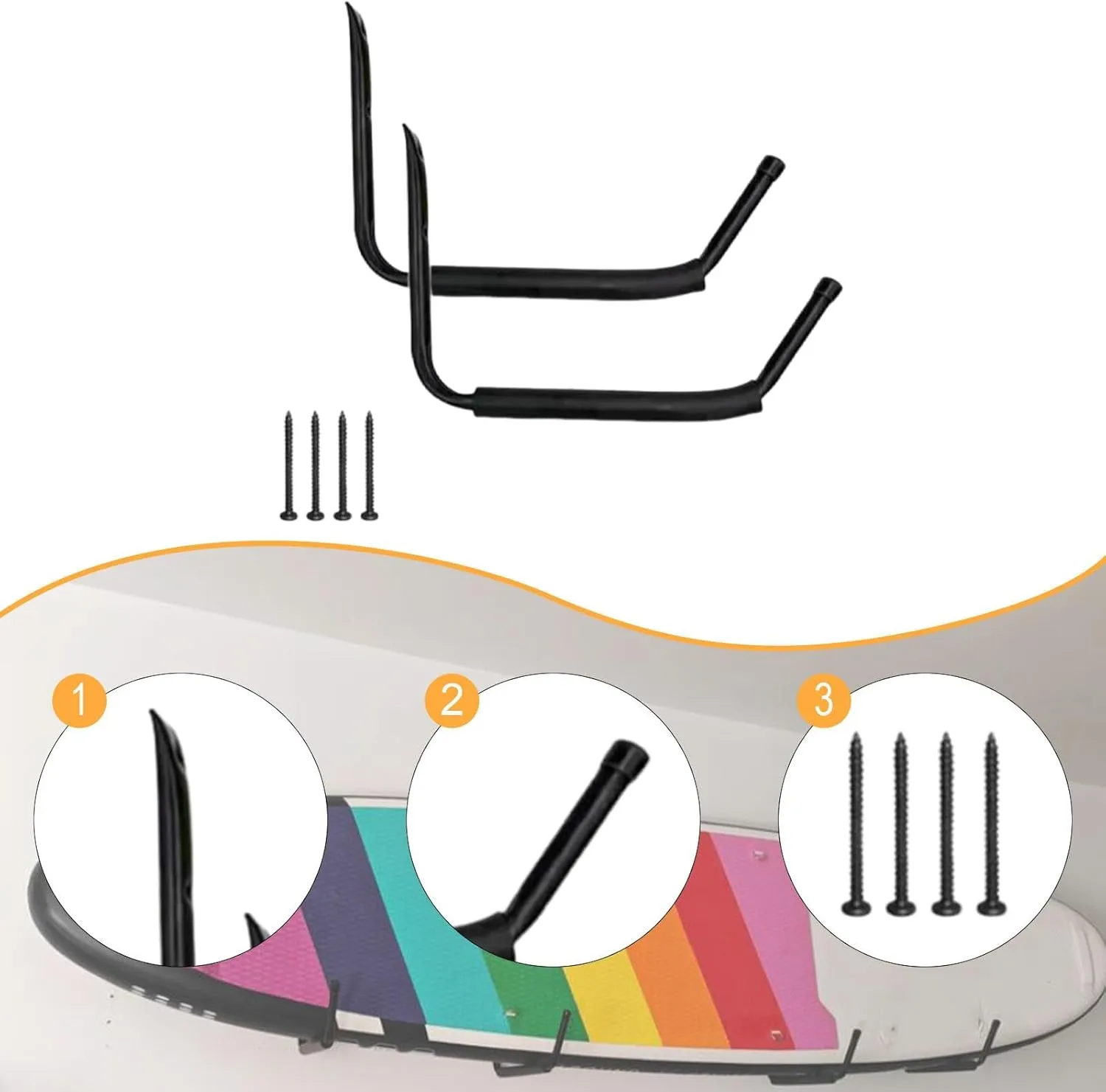 Kayak Storage Rack Kayak Hook Hanging Cradle Rack Wall Mounted Canoe Hanger for Snowboard Home Surfboard Tools