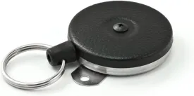 KEY-BAK Industrial Retractable Reel with 48" Kevlar Cord, Steel Bracket Back, Black Front, Split Ring