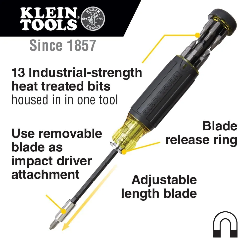 Klein Tools 80083 Klein Tools 80083 Impact Driver Kit with 7-in-1 SAE Impact Socket Set and 14-in-1 Multi-Bit Adjustable Length Screwdriver, 2-Piece