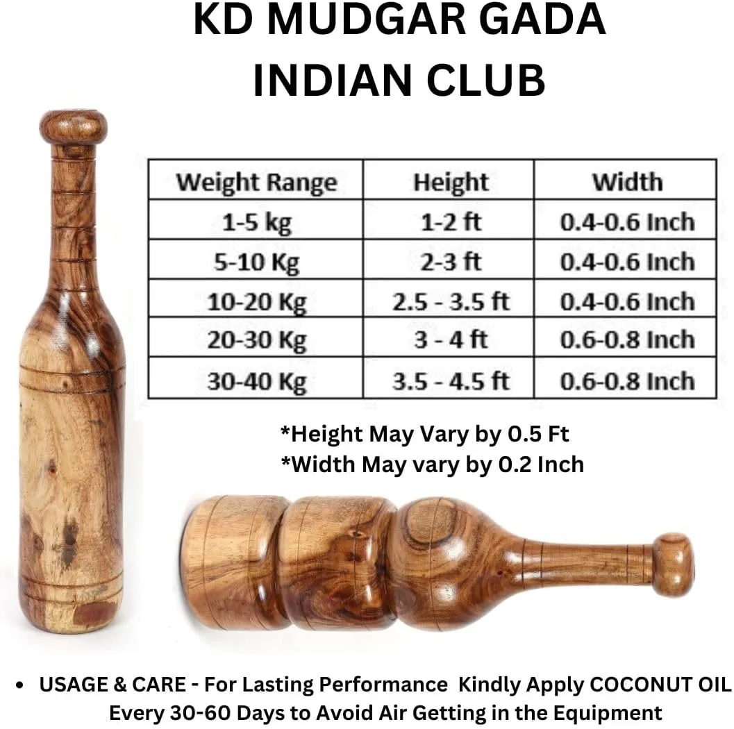 KNK MUGDAR FITNESS BAR INDIAN CLUB MUDGAR BHEEM MACE SHOULDER EQUIPMENT MEEL KARLA KATAI MUGDAL FITNESS DURABLE WOODEN EQUIPMENT