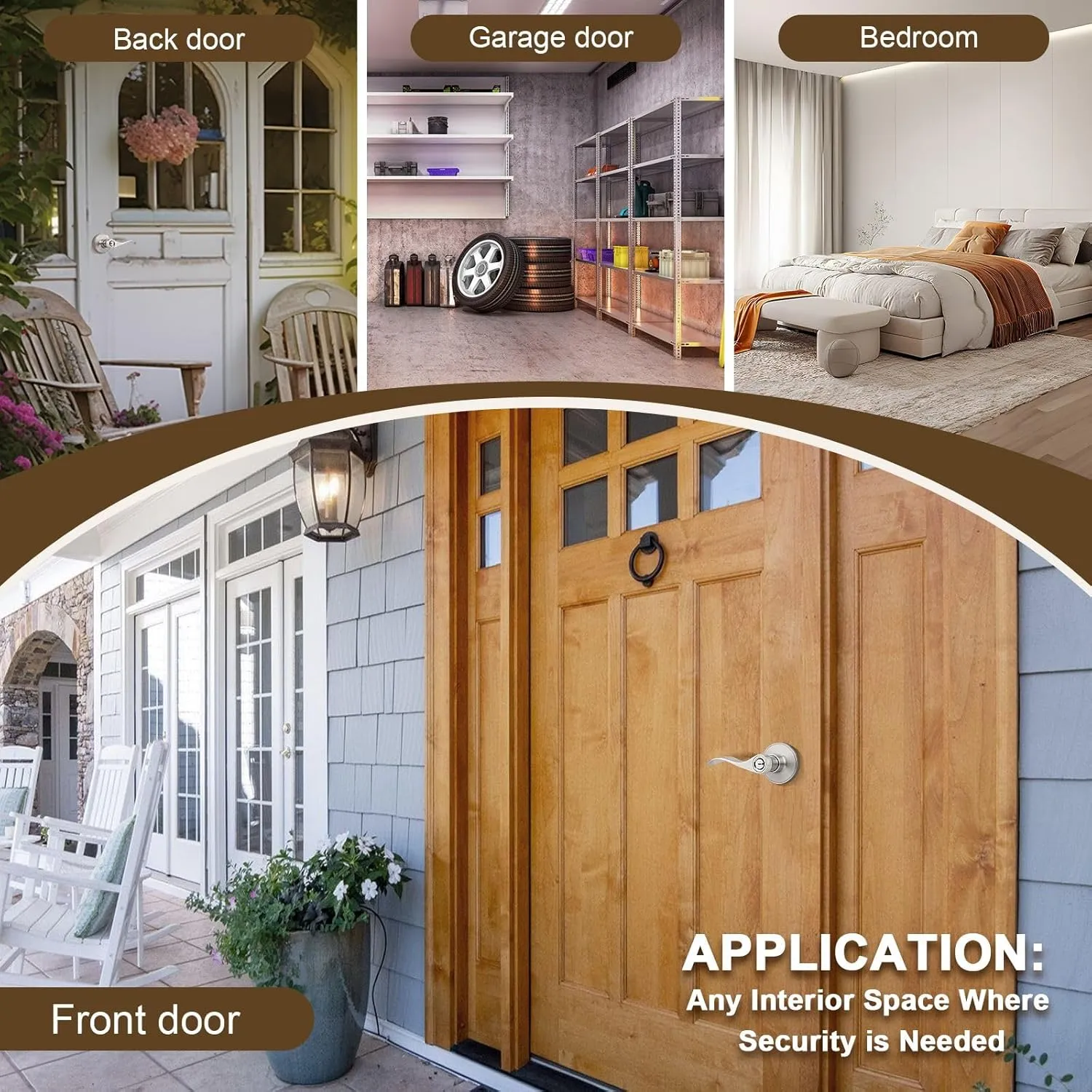 KNOBWELL 1 Pack Entrance Door Handleset Keyed Entry Front Door Levers with Lock and Key Brushed Nickel Exterior Door Handles(Same Key)