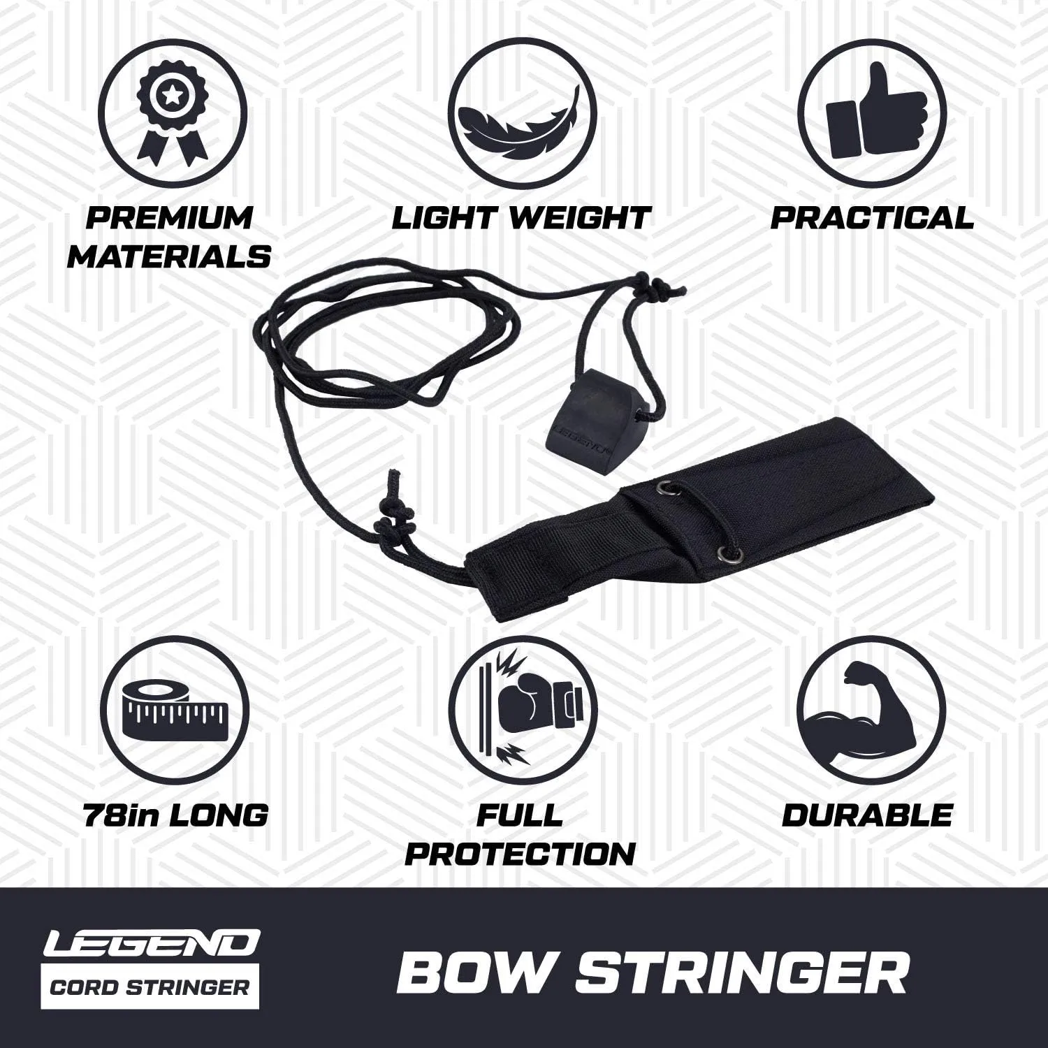 Legend Cord Bow Stringer - Traditional Limbsaver Stringing Tool for Recurve Bows & Longbows - Must-Have Archery Accessories & Equipment - Heavy Duty Nylon Bowstring Tools with No-Slip Pad for Safety