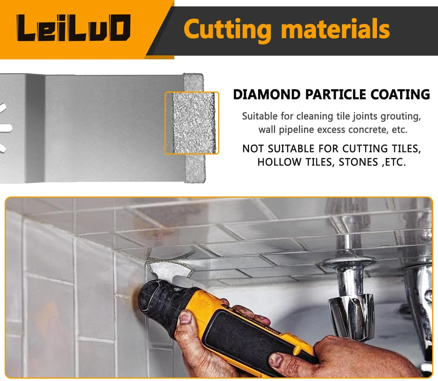 LEILUO 6Pcs Diamond Oscillating Multi Tool Blades Kit for Grout Removal Fit DeWalt Milwaukee Makita Ryobi and More