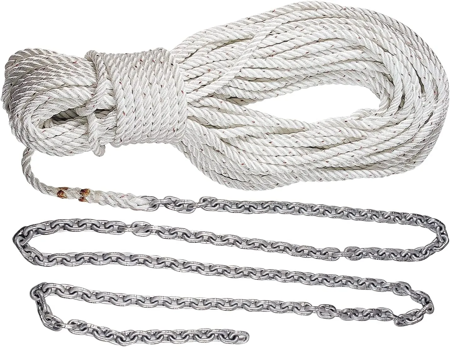 Lewmar Boat Anchor Rode for Windlasses - 5' 1/4" G4 Chain, 100' 1/2" Rope with 5/16" Shackle, High-Test-Rated Galvanized Links, Hand-Sewn Whipping