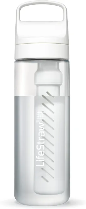 LifeStraw Go Series  BPA-Free Water Filter Bottle for Travel and Everyday use removes Bacteria, parasites and microplastics, Improves Taste, 22oz; Clear