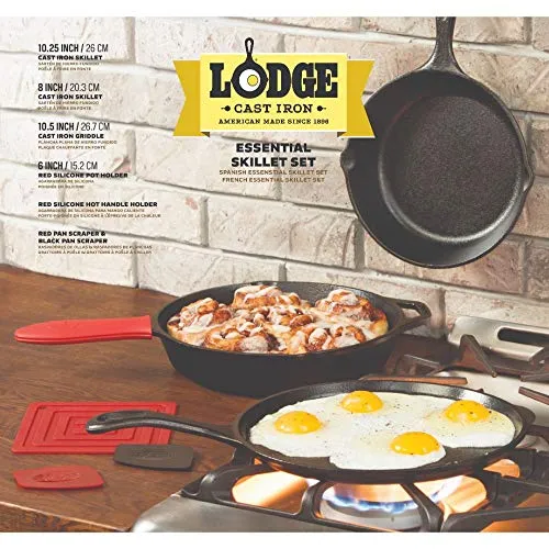 Lodge Essential Skillet Set, 7-Piece, Black