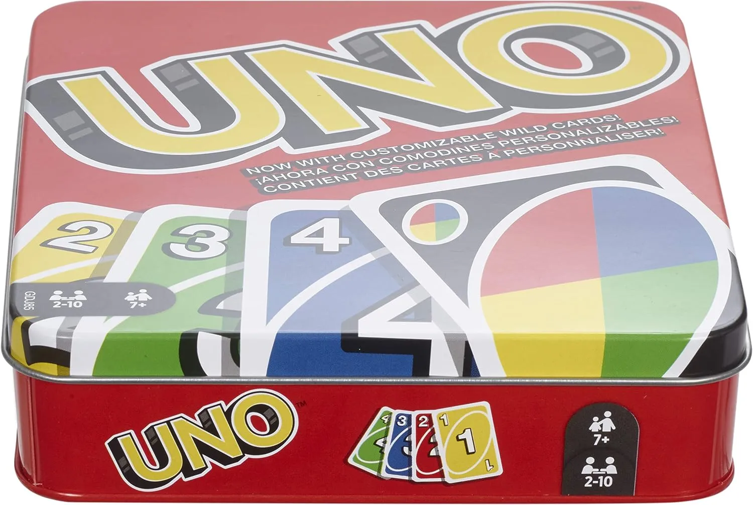 Mattel Games UNO Family Card Game, with 112 Cards in a Sturdy Storage Tin, Travel-Friendly, Makes a Great Toy for 7 Year Olds and Up
