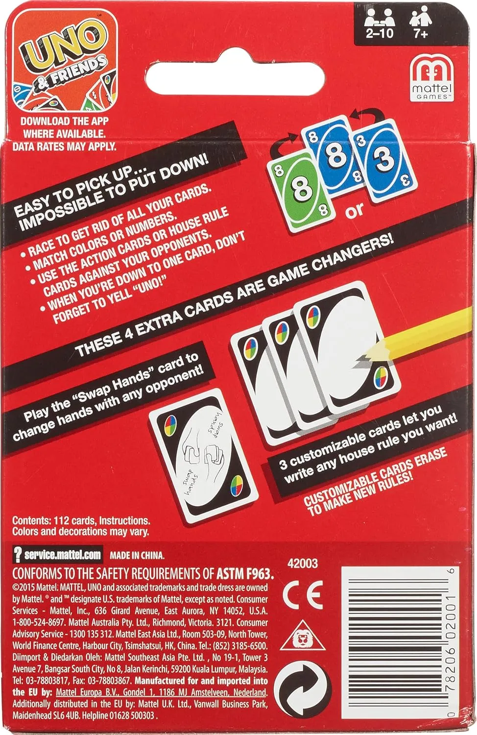 Mattel Games UNO Family Card Game, with 112 Cards in a Sturdy Storage Tin, Travel-Friendly, Makes a Great Toy for 7 Year Olds and Up
