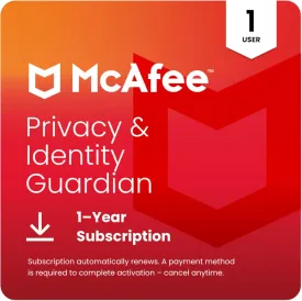 McAfee Privacy & Identity Guardian 1-User 2025 | 1-Year Subscription with Auto-Renewal| Cybersecurity Software for Personal Data Protection | Download