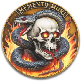 Memento Mori & Memento Vivere Challenge Coin  Hourglass and Skull Snake Design  A Thought-Provoking Reminder to Live Fully