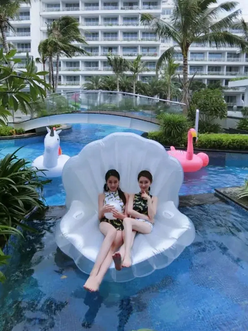 Mermaid Shell Inflatable Floating Bed - Seaside Fun Product Description