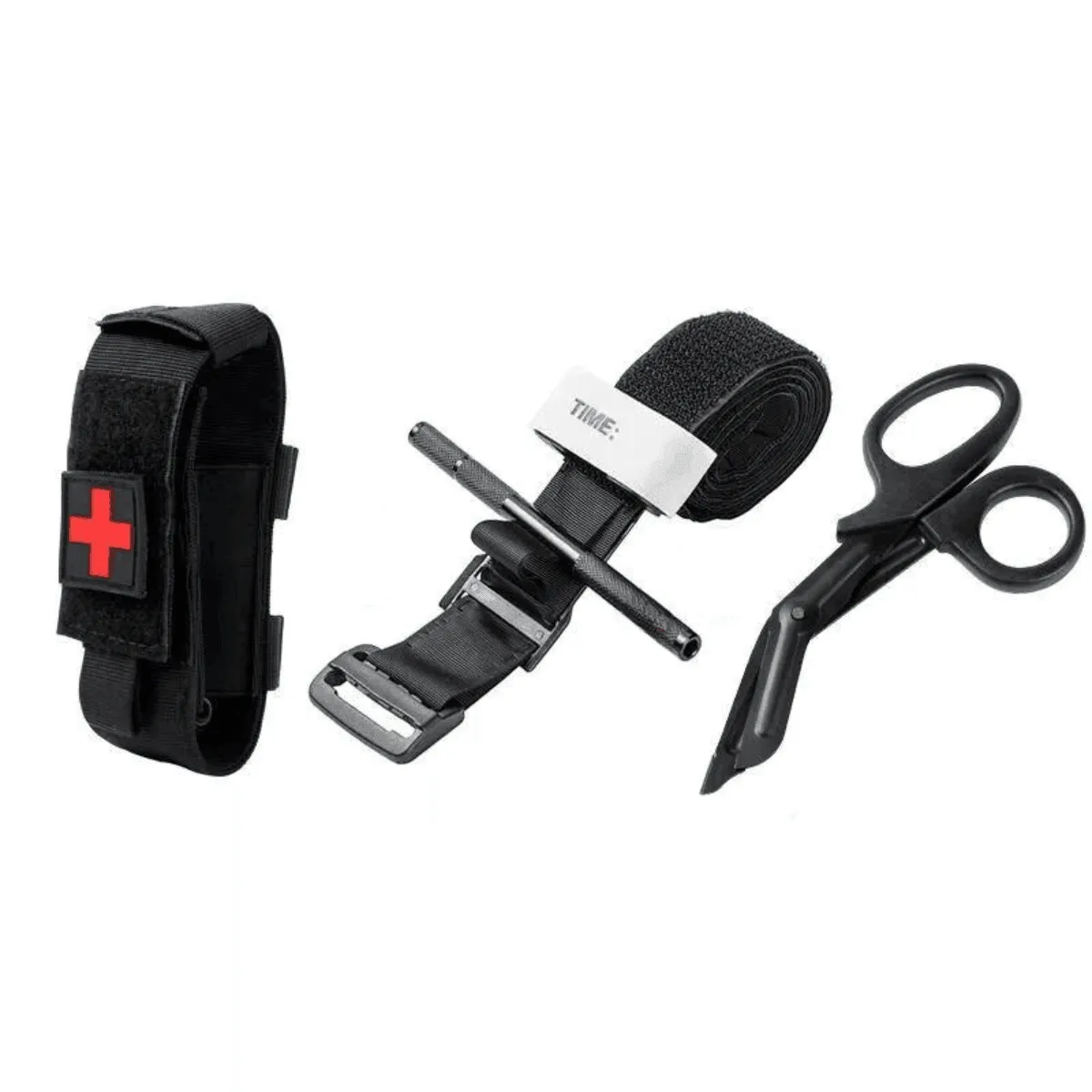 Military Tourniquet Kit, Durable Nylon Webbing, Aluminum Rod, Compact, Lightweight, Reusable, Effective Hemostasis, Black Color