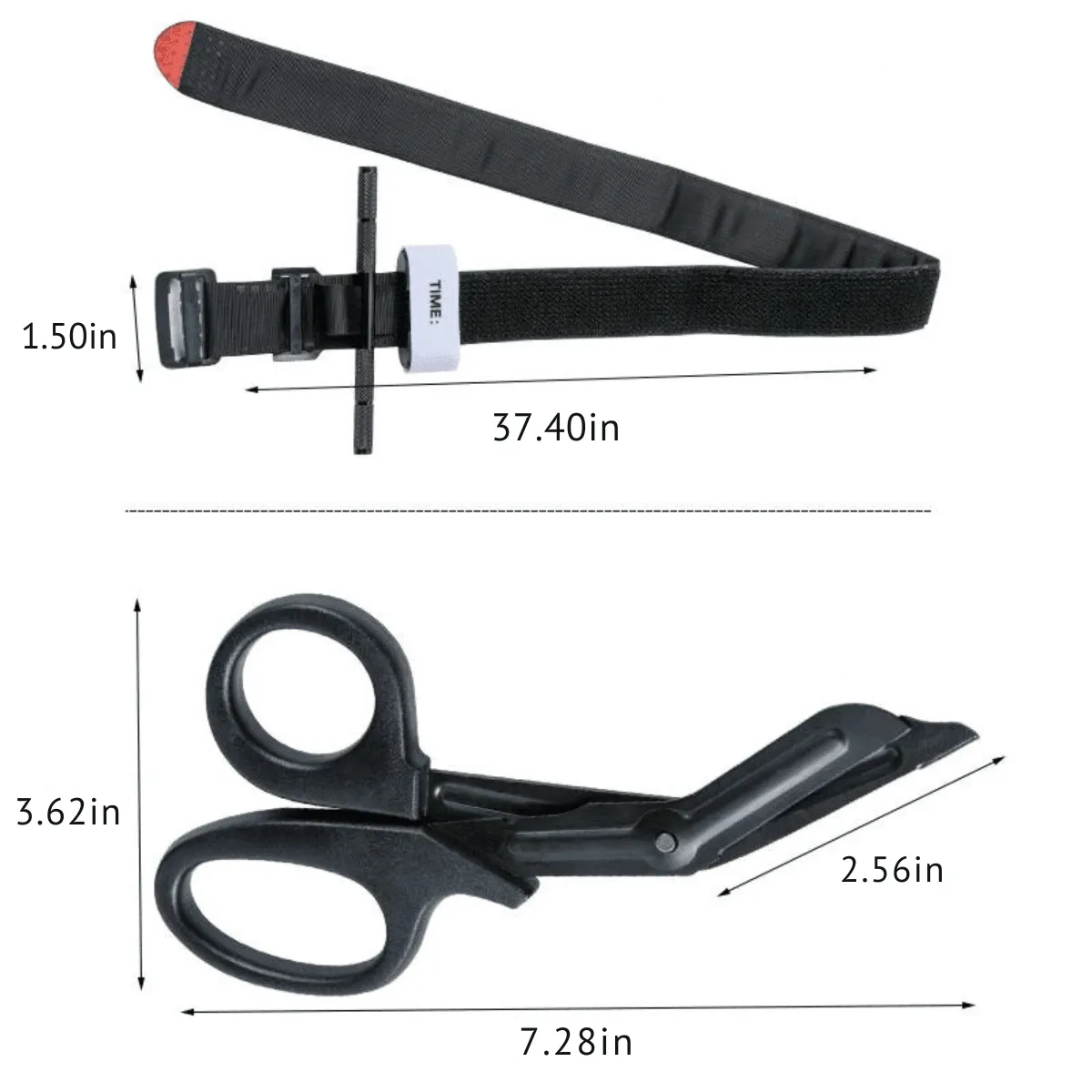 Military Tourniquet Kit, Durable Nylon Webbing, Aluminum Rod, Compact, Lightweight, Reusable, Effective Hemostasis, Black Color