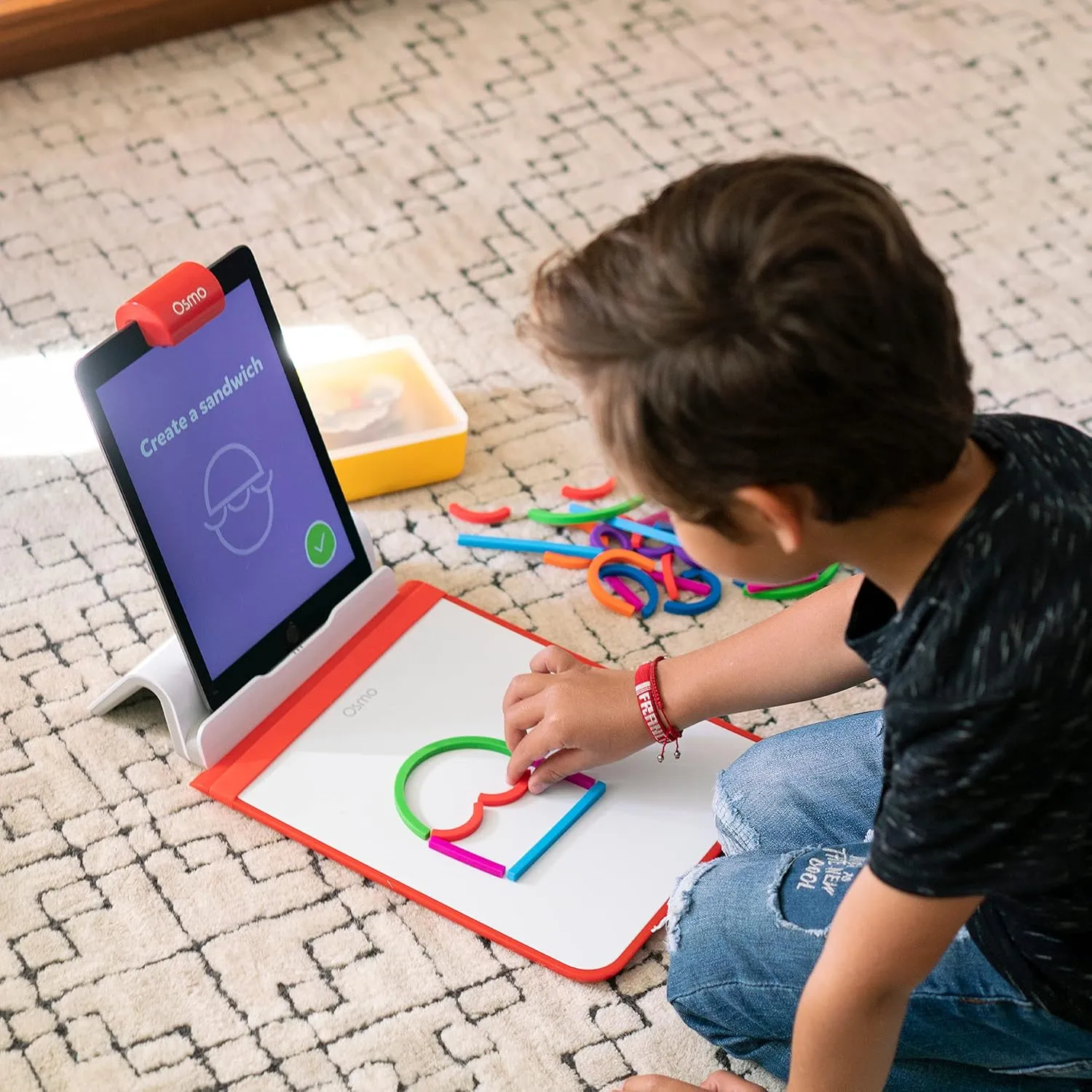 Osmo - Little Genius Starter Kit for Fire Tablet   Early Math Adventure - Valentine Toy - 6 Educational Games-Counting, Shapes & Phonics-STEM Gifts-Ages 3 4 5(Tablet Base Included)