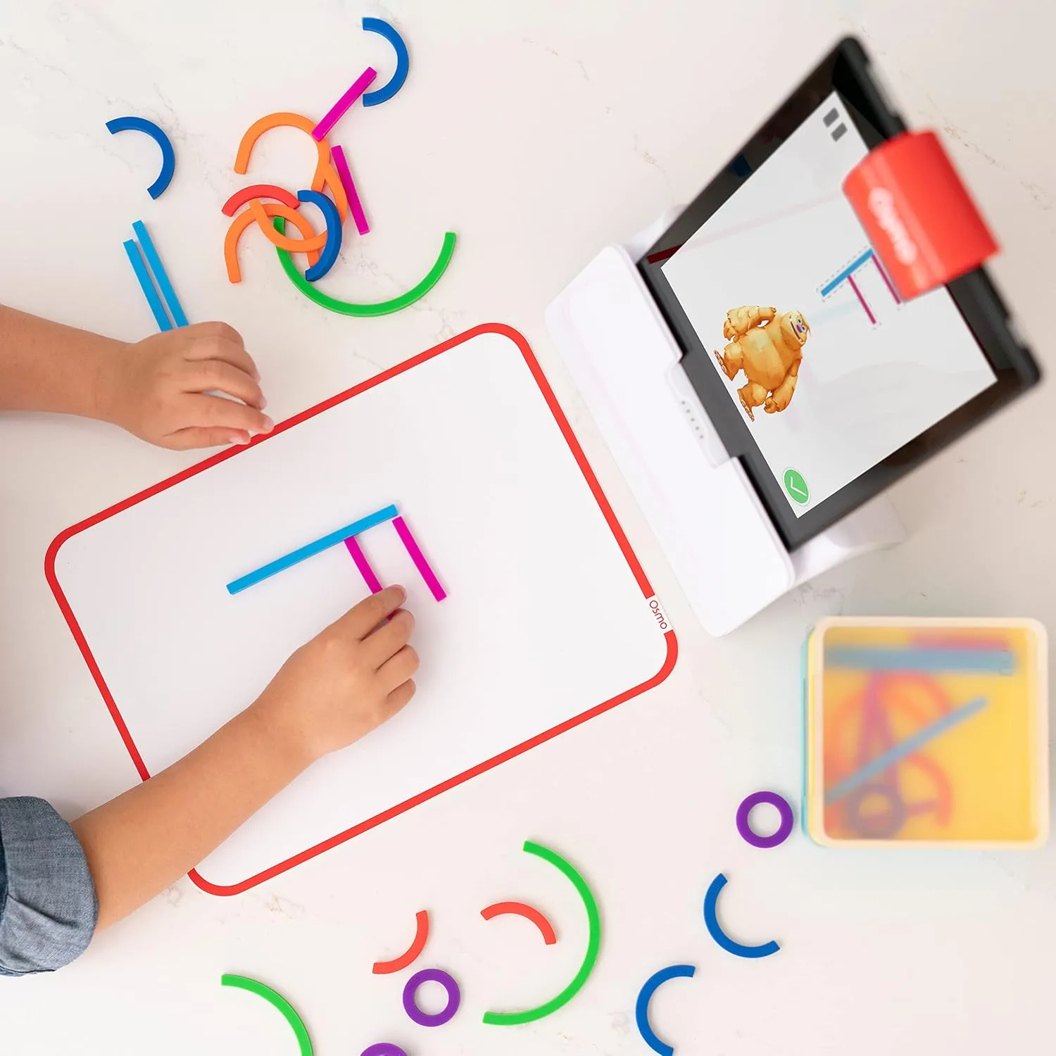 Osmo - Little Genius Starter Kit for Fire Tablet   Early Math Adventure - Valentine Toy - 6 Educational Games-Counting, Shapes & Phonics-STEM Gifts-Ages 3 4 5(Tablet Base Included)