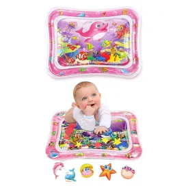 Pink Color Tummy Time Baby Water Play Mat For Babies Non-Toxic Plastic 2 Leak-proof Nozzles for Water & Air Filling
