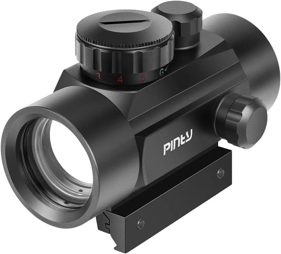 Pinty Tactical 1x40mm Reflex Red Green Dot Sight Riflescope, 4 MOA Rifle Optic Sight, Fits 20mm Picatinny Weaver Rail