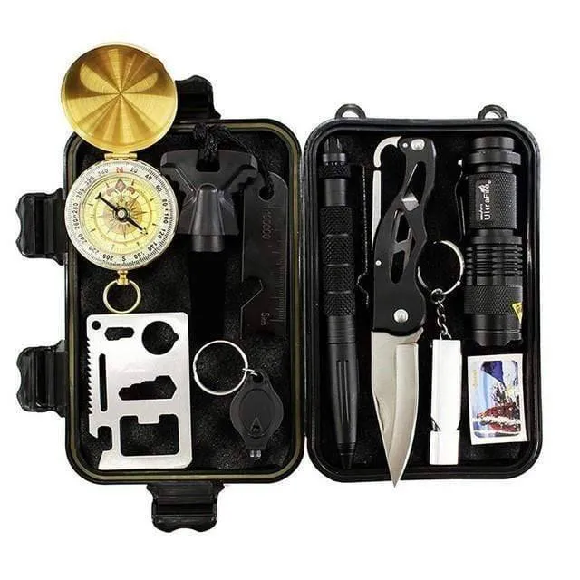 Professional 10-in-1 Survival Gear Kit - Compact Emergency Safety & Survival Equipment