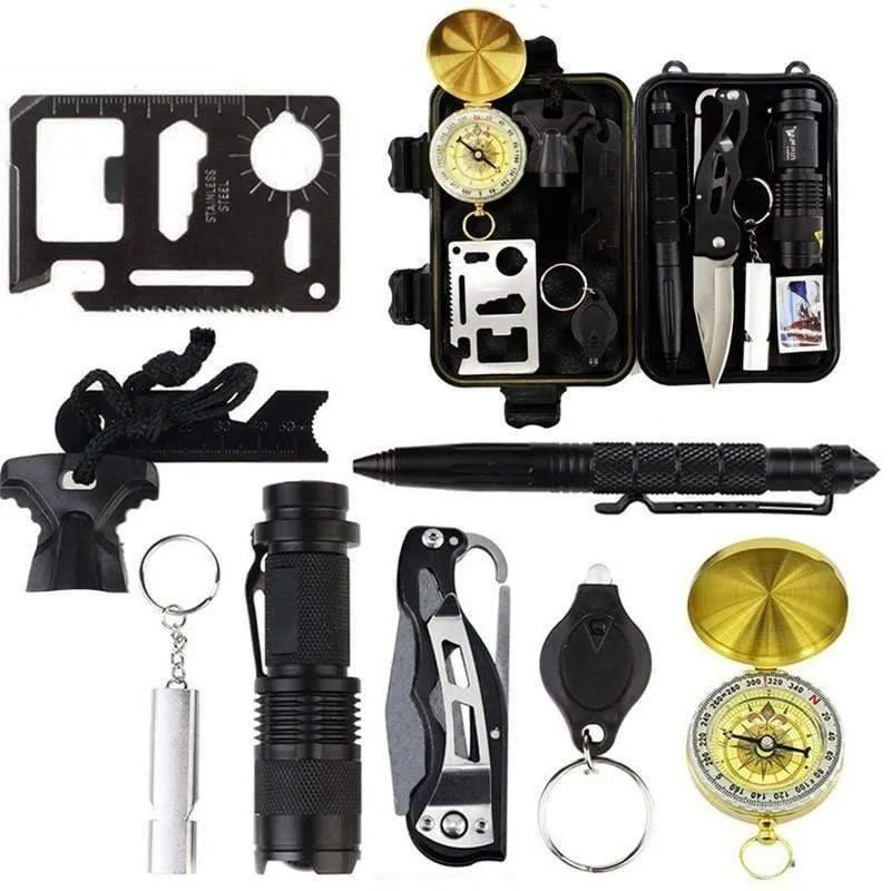 Professional 10-in-1 Survival Gear Kit - Compact Emergency Safety & Survival Equipment