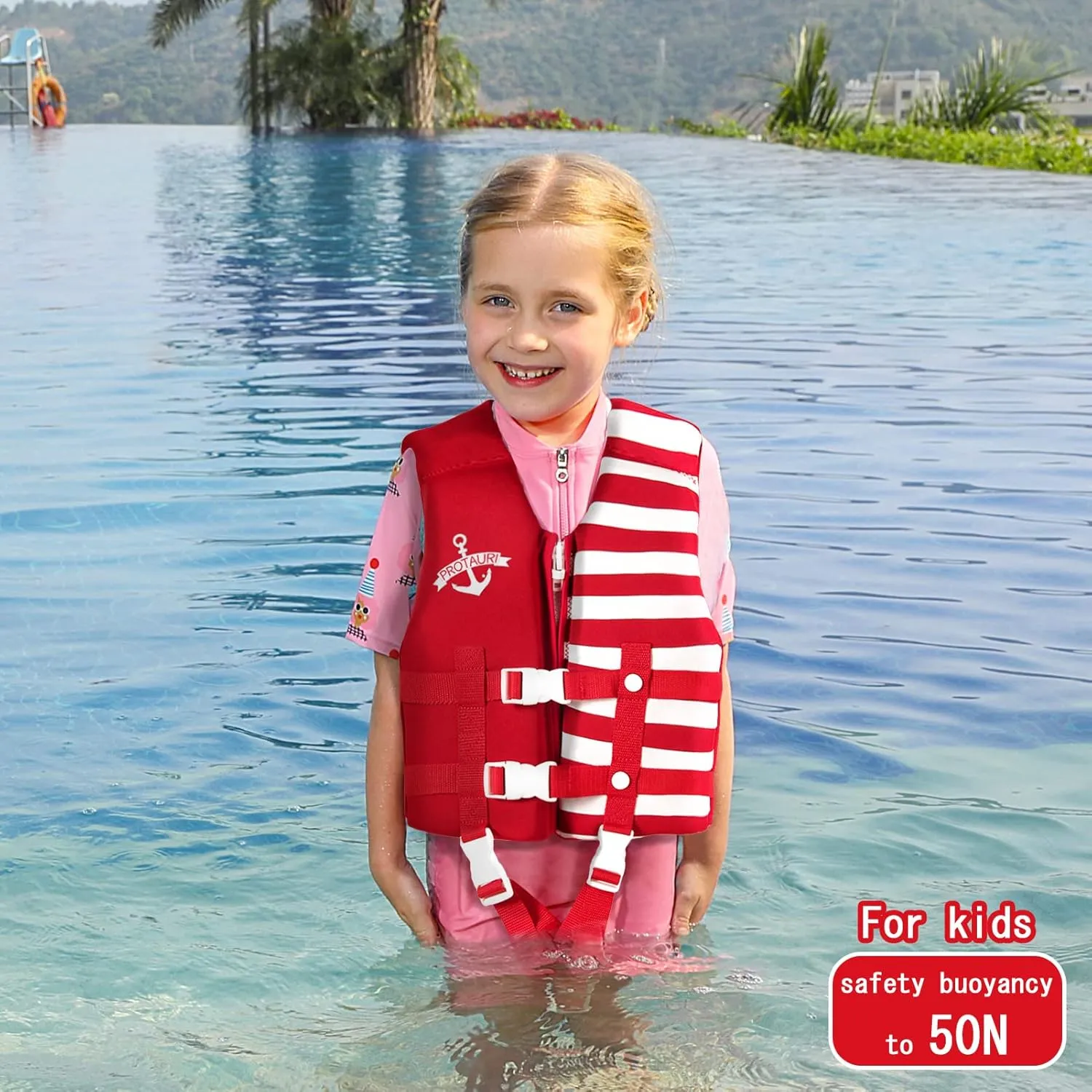 PROTAURI Kids Swim Vest - Toddlers Swimming Buoyancy Floation Swimwear for Learn to Swim Age 1-9 Years/50N