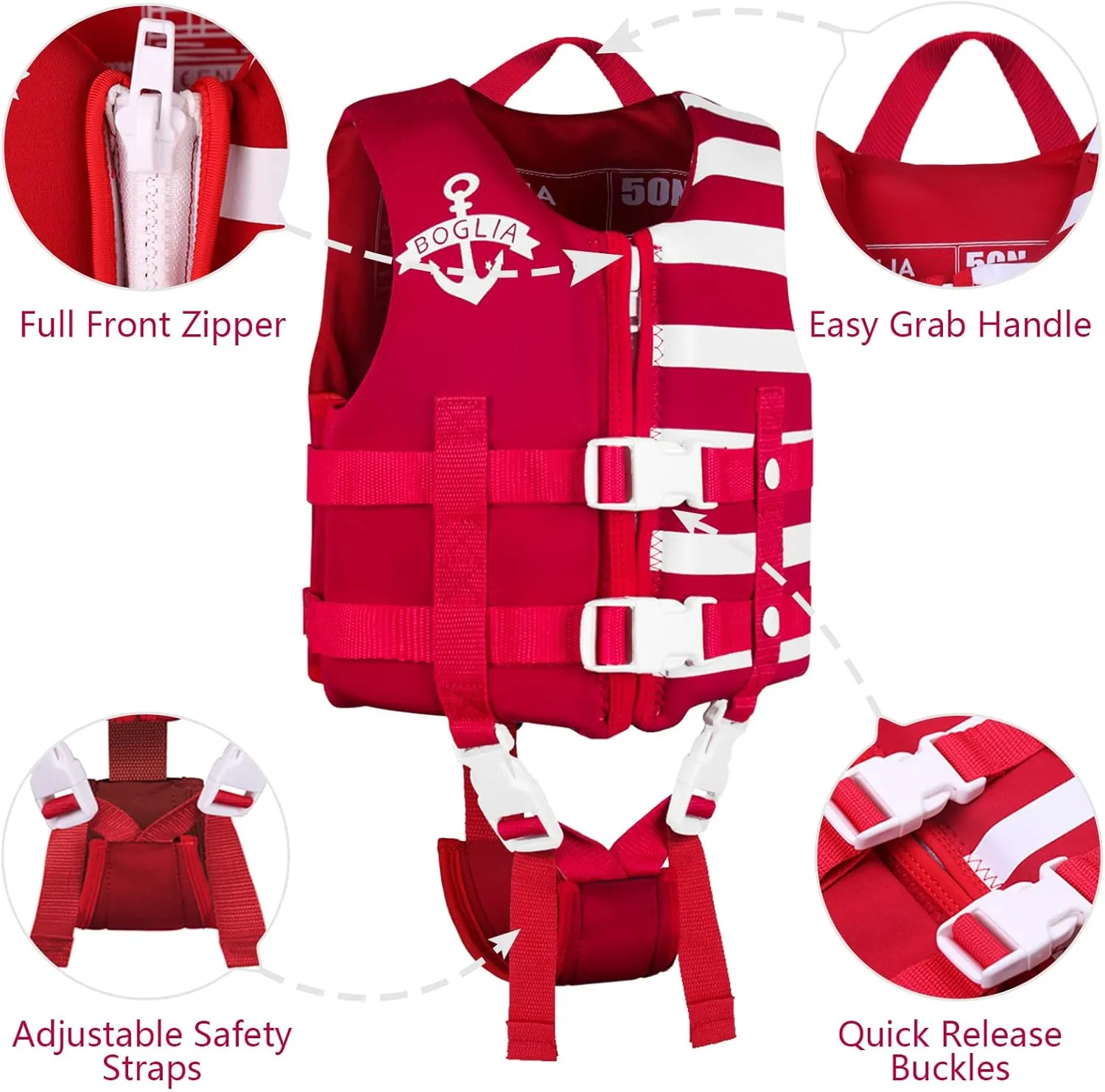 PROTAURI Kids Swim Vest - Toddlers Swimming Buoyancy Floation Swimwear for Learn to Swim Age 1-9 Years/50N