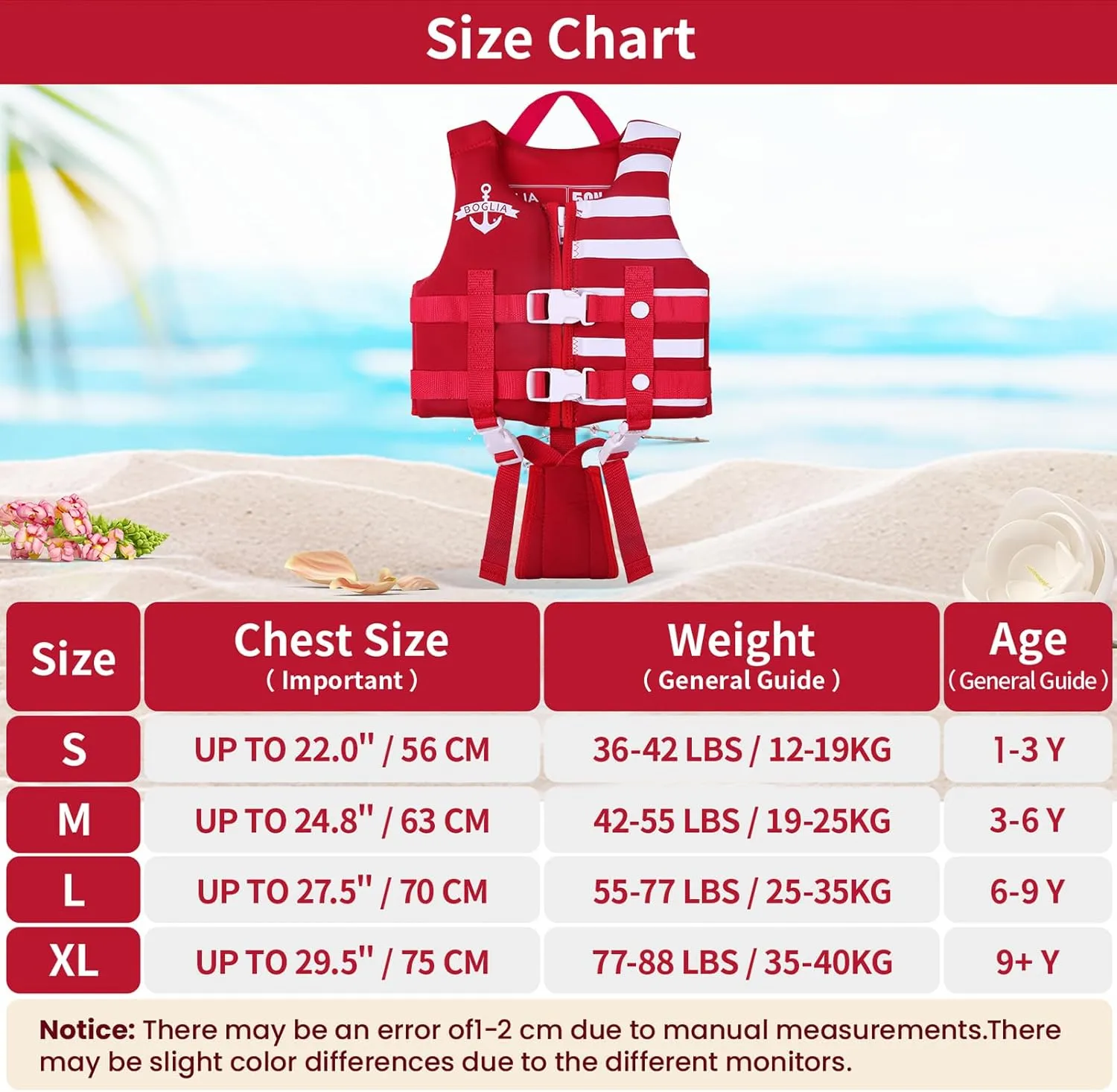 PROTAURI Kids Swim Vest - Toddlers Swimming Buoyancy Floation Swimwear for Learn to Swim Age 1-9 Years/50N