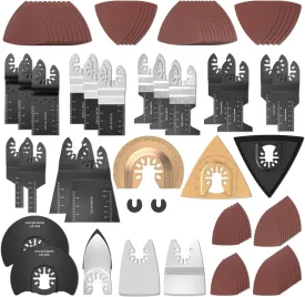 Protoiya 87 PCS Oscillating Tool Blades, Wood Metal Plastic Quick Release Oscillating Multitool Saw Blades Accessories with Sandpaper Compatible with Milwaukee, Makita, Ryobi, Rockwell, Bosch