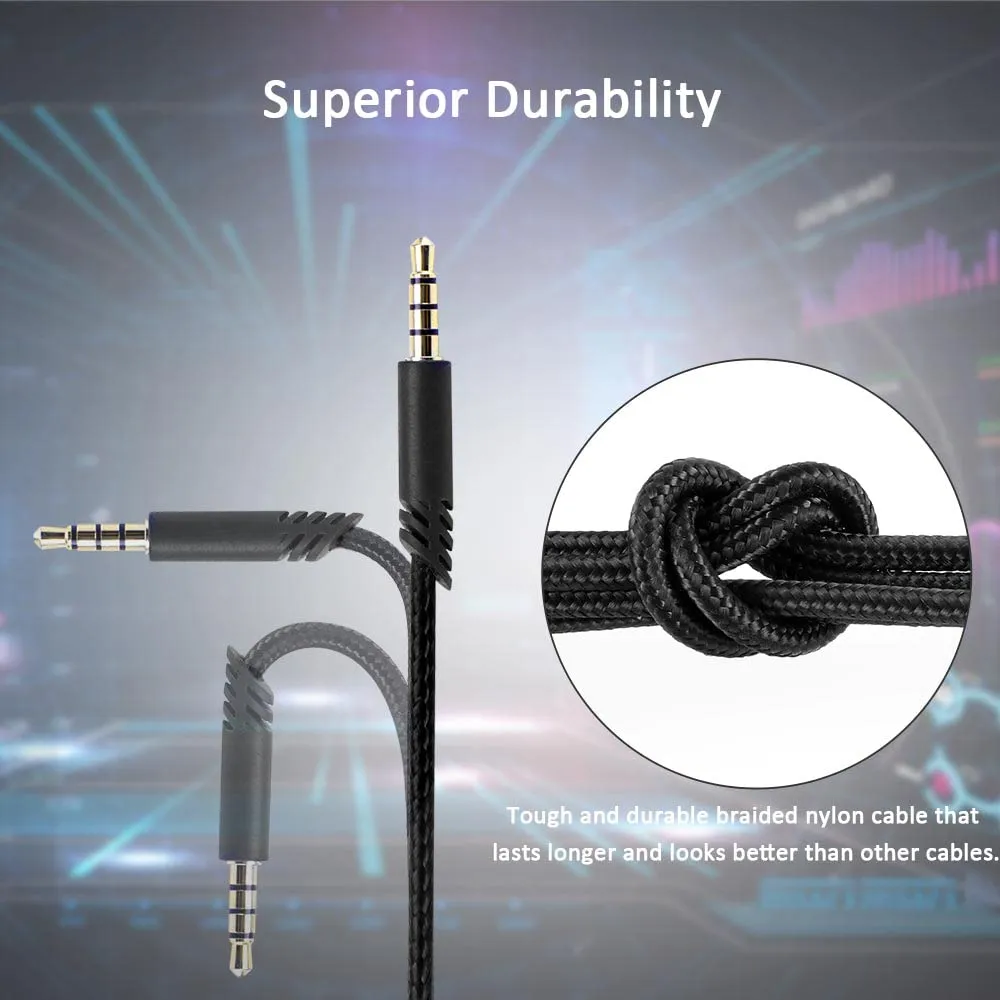 QJYTH Replacement A40 Cord Compatible with Astro A40 Headset, A40 Inline Mute Audio Cable for Astro A10/A40/A40TR Gaming Headset,Compatible with PS5/PS4 Controller(6.5 Feet, Black)