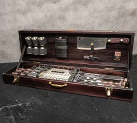 "Leopard" Grilled Kabobs BBQ Skewers Set  in a Wooden Case, 19 items