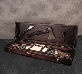 "Lynx" Outdoor Grilling Accessories BBQ Skewers Set  in a Wooden Case, 12 items