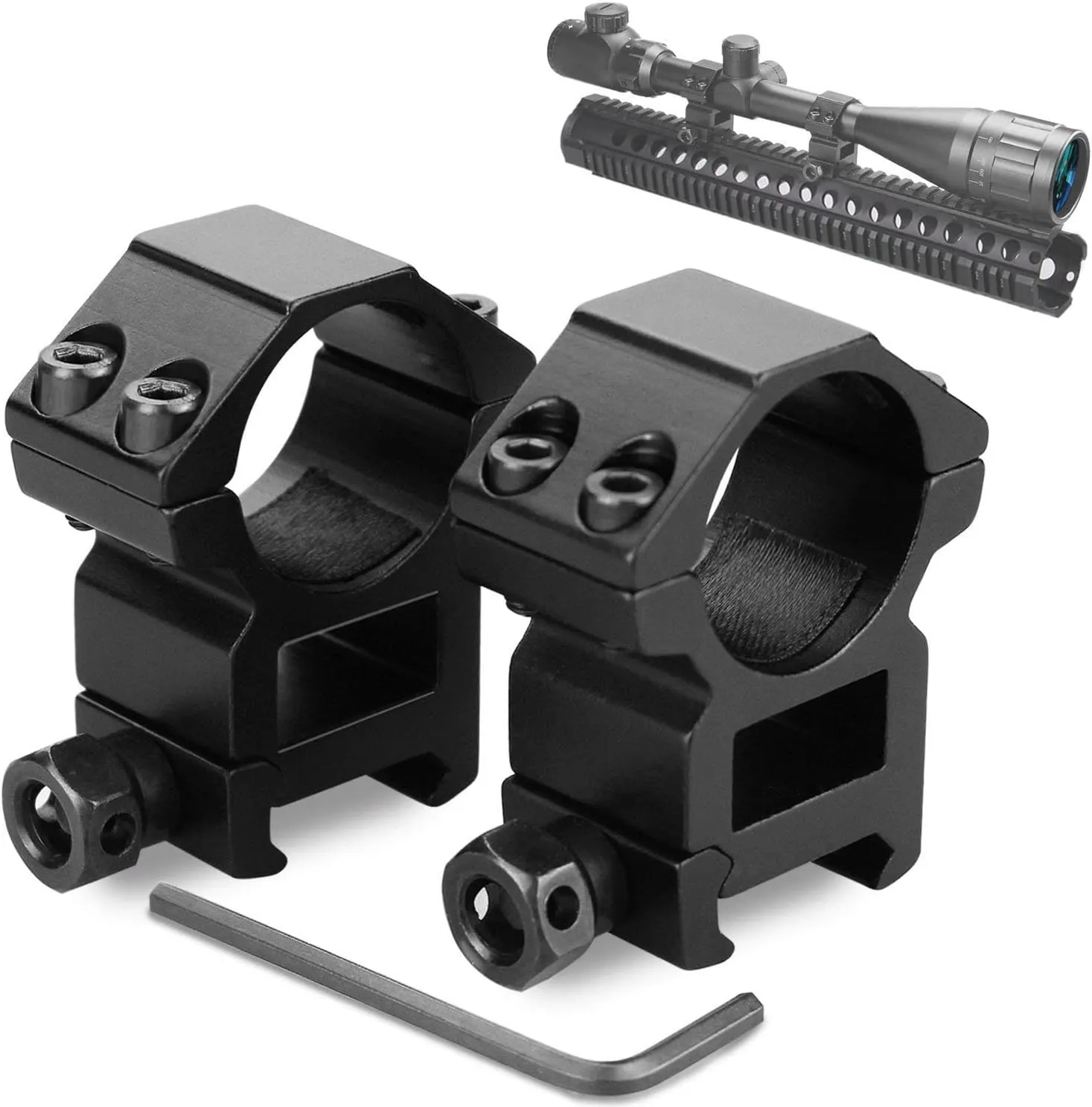 Scope Rings, Rifle Scope Mount High Profile Scope Mounts for Picatinny Rail (1 inch, Set of 2)