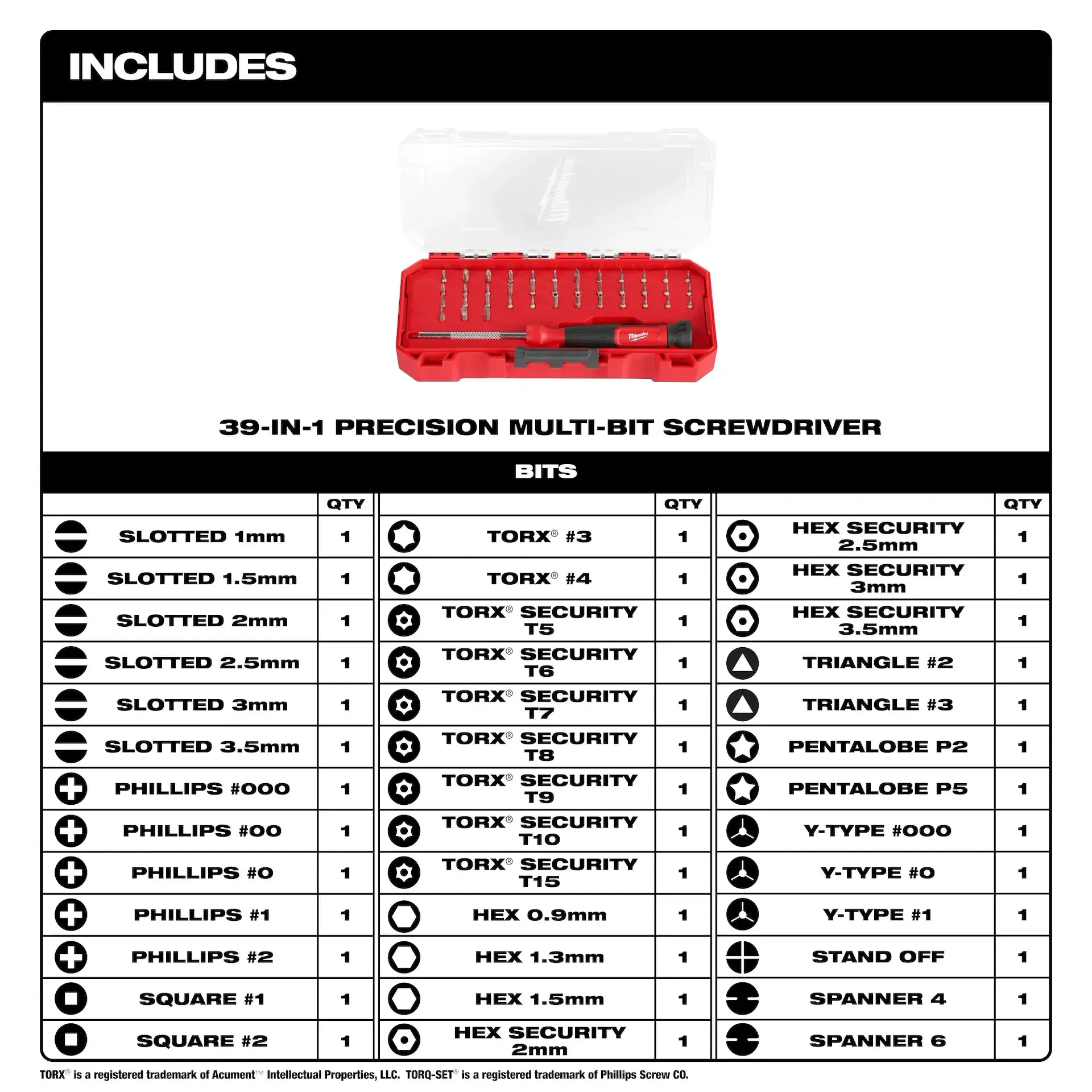Screwdriver - Milwaukee 39-in-1  Precision Multi-Bit Screwdriver, 48-22-2935