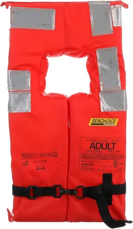 Seachoice Type I Commercial Offshore Vest & Jacket, Fluorescent Orange, Reflective Panels, Various Sizes