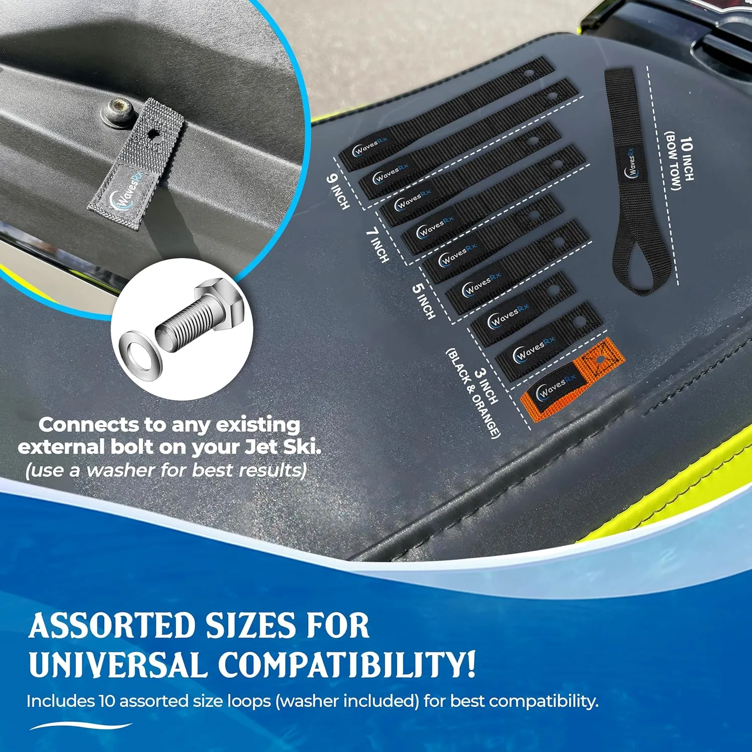 Soft Loops Jet Ski Cleats | Secure Loop Straps for Attaching Docking Bumpers, Fenders, Anchoring Line, Bungee & Dock Rope to your Jetski | Must-Have PWC Accessory for Your Waverunner or Seadoo