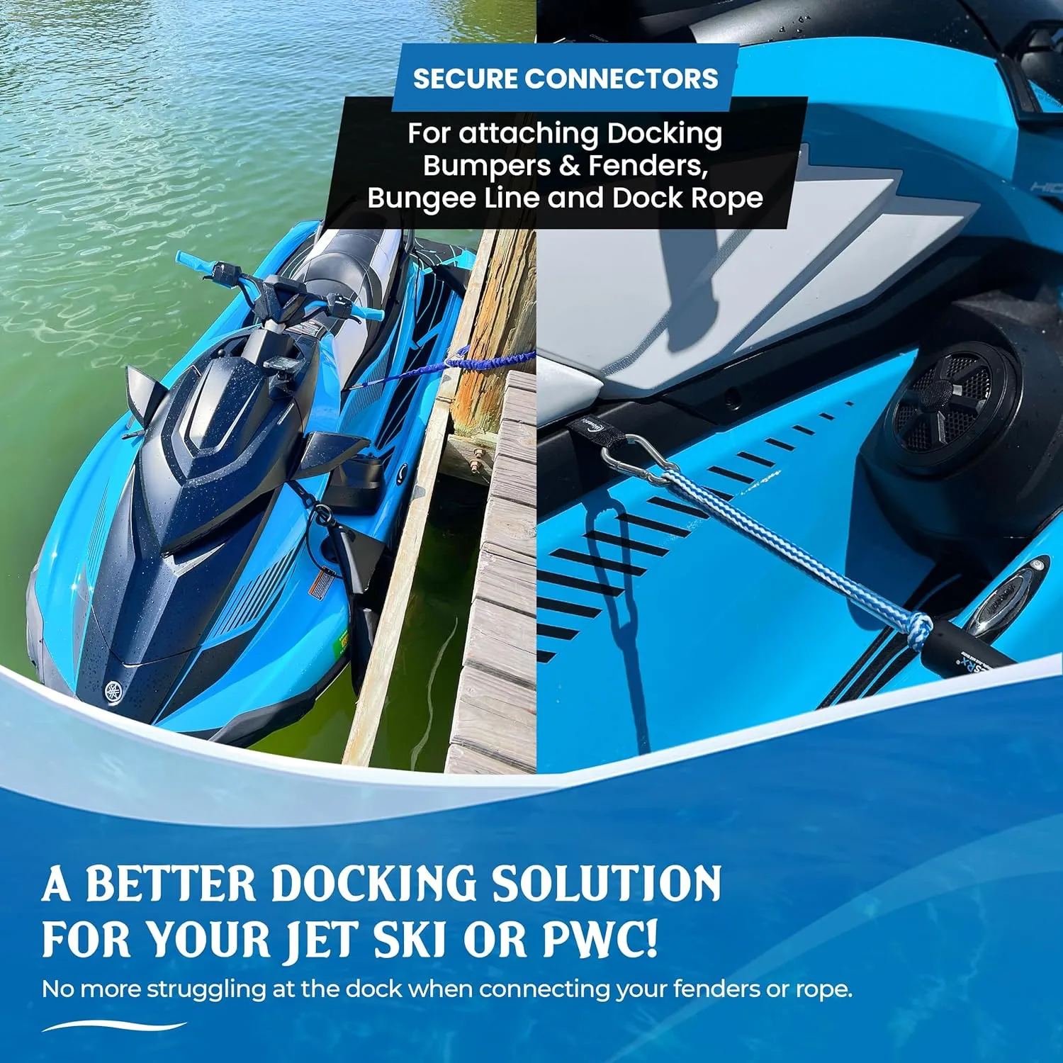 Soft Loops Jet Ski Cleats | Secure Loop Straps for Attaching Docking Bumpers, Fenders, Anchoring Line, Bungee & Dock Rope to your Jetski | Must-Have PWC Accessory for Your Waverunner or Seadoo