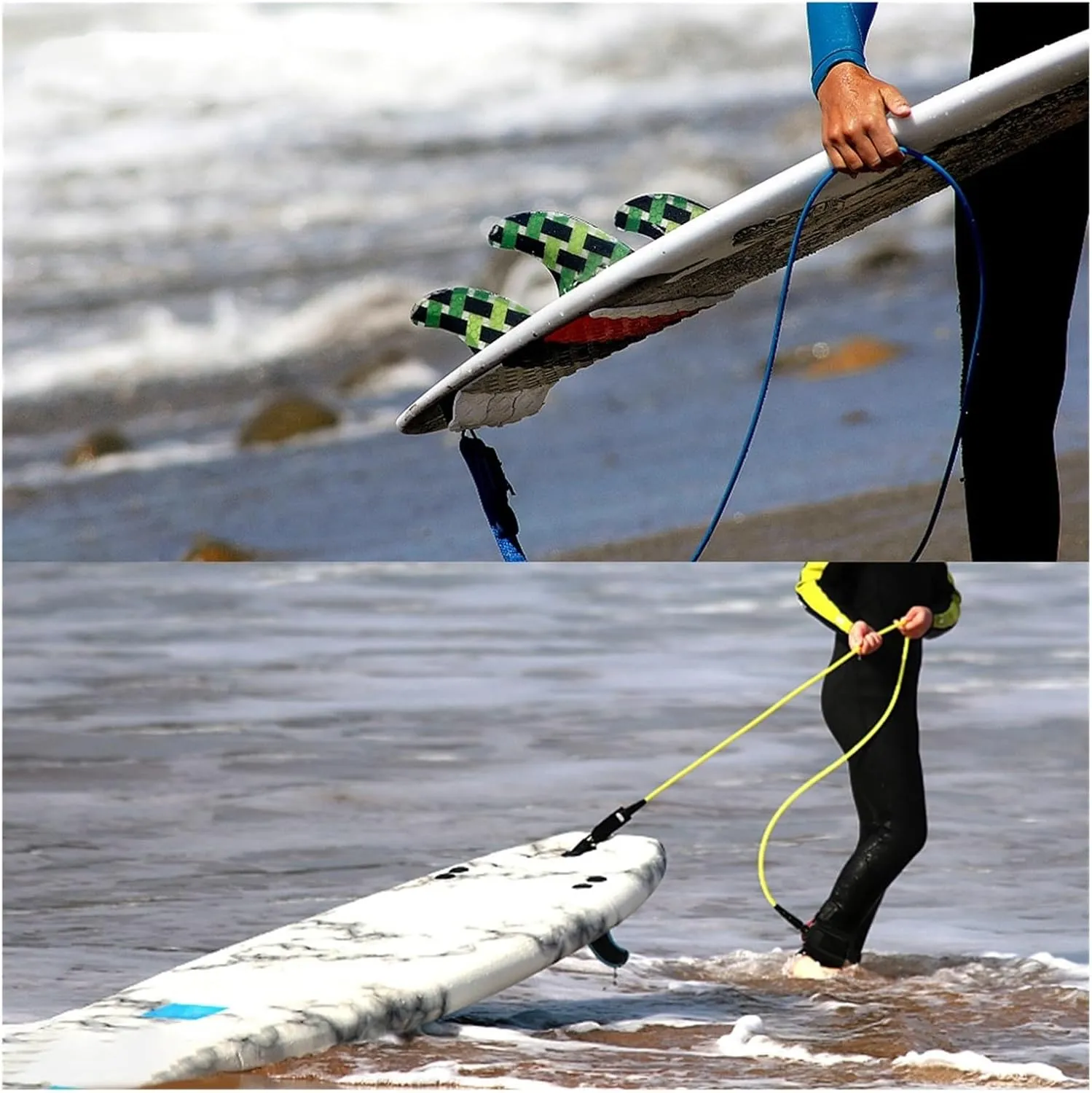 Surf Leash Leash 6-6 7-7 Surf Leg Rope Surfboard Leash Stainless Inflatable Paddle Board Longboard Rope (Color : Blue 6-6ft, Size : 1)