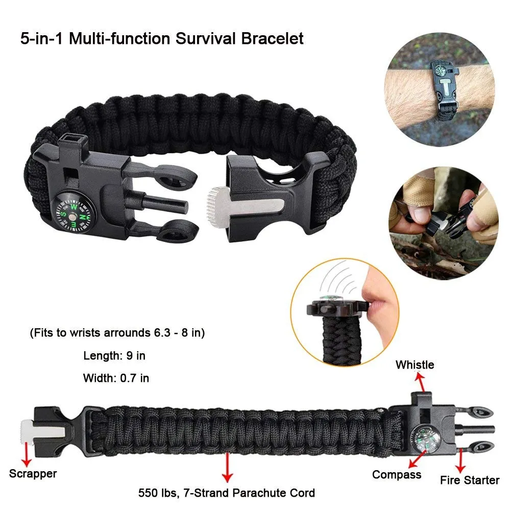Tianers Gifts for Men Husband Dad Friend, Emergency Survival Kit 16 in 1, Upgrade Compact Survival Gear, Cool EDC Survival Tool for Cars, Camping, Hiking, Hunting, Fishing, Adventure Accessorie