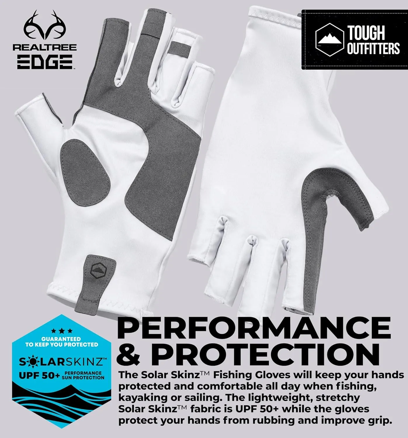 Tough Outdoors UV Fishing Gloves - Fingerless, Kayaking & Sailing - UPF 50  Sun Protection