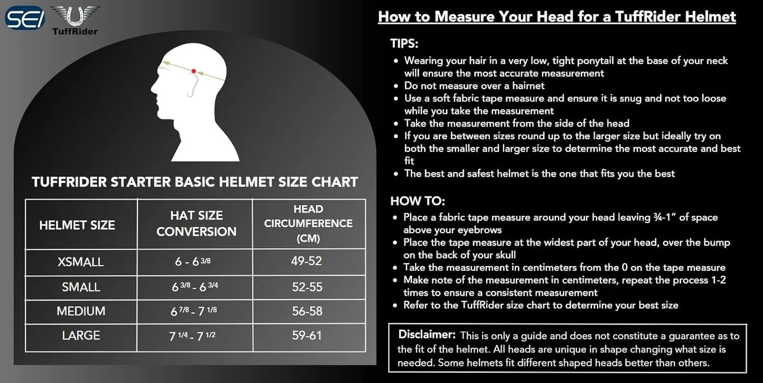 TuffRider Starter Basic Horse Riding Helmet Protective Head Gear for Equestrian Riders